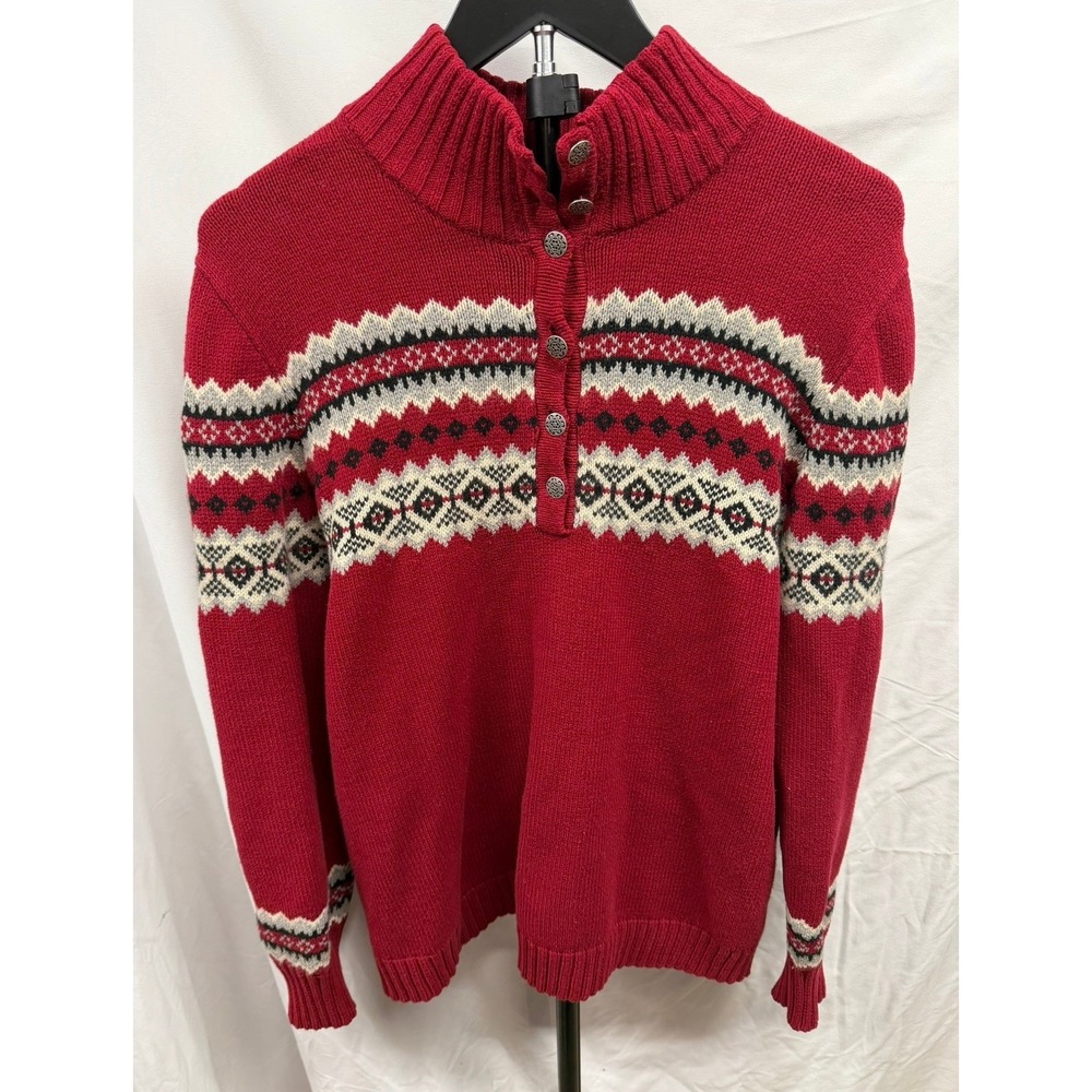 Eddie Bauer Collectibles 90's Women's XL Red Angora Blend Nordic Print Sweater